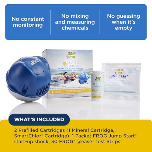 FROG @Ease Floating System for Hot Tubs - Quick & Easy Self-Regulating Hot Tub Sanitizer - Hot Tub Maintenance System with Sanitizing Minerals & SmartChlor Technology