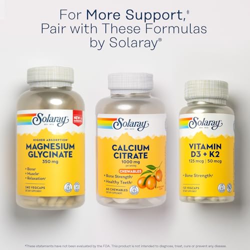 Solaray Calcium Citrate 1000 mg, Natural Orange Flavor Chelated Calcium Supplement for Bone Strength, Teeth, Nerve, Muscle, and Heart Function Support, 60-Day Guarantee, 15 Servings, 60 Chewables