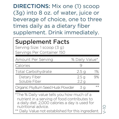 Metabolic Maintenance Organic Psyllium Husk Powder - Unflavored Psyllium-Husk Bulk Soluble Fiber Supplement, Daily Support for Digestion, Gut Health, Detox, No Fillers - 1 lb (150 Servings)