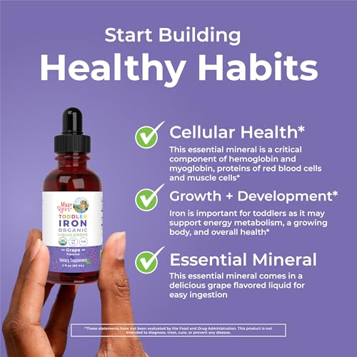 MaryRuth Organics Iron Supplement for Toddlers | Liquid Iron Supplement for Children Ages 1-3 | Iron Supplement for Iron Deficiency | Ferrochel | Sugar Free | Vegan | Non-GMO | Gluten Free | 2 Fl Oz