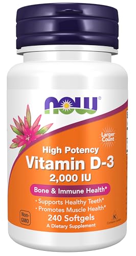 NOW Foods Supplements, Vitamin D-3 2,000 IU, High Potency, Structural Support*, 240 Softgels