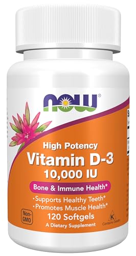 NOW Foods Supplements, Vitamin D-3 10,000 IU, Highest Potency, Structural Support*, 120 Softgels