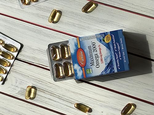 Carlson - Maximum Omega 2000 Grab + Go Packs, 2000 mg Omega-3s, Wild-Caught, Norwegian Fish Oil Supplement, Sustainably Sourced Fish Oil Capsules, Lemon, 30 Softgel Pack