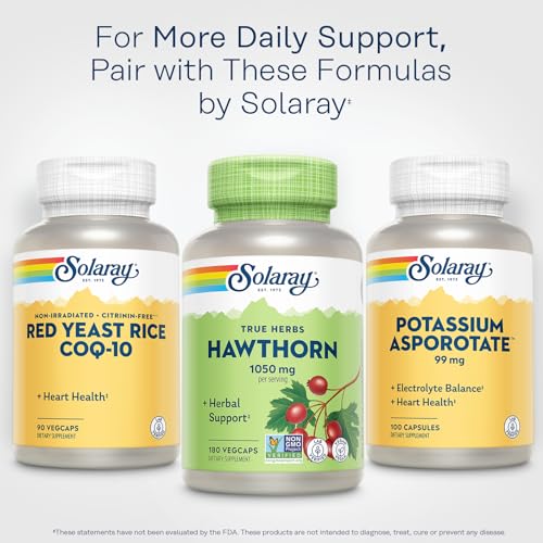 SOLARAY Hawthorn Berry Capsules 1050 mg - Soothing Herbal Support - Hawthorne Berry Supplement for Overall Wellness Support - Whole Berry, Vegan, Non-GMO, 60 Day Guarantee, 90 Servings, 180 VegCaps