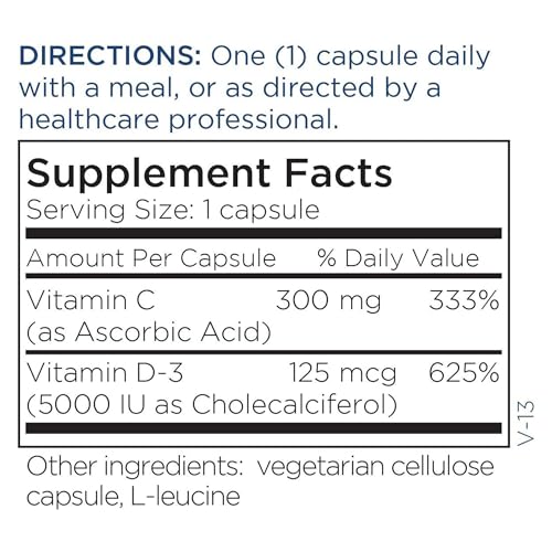 Metabolic Maintenance Vitamin D3 5000 IU - Pure Vitamin D3 with VIT C for Immune and Bone Health, Extra Strength VIT D Supplement for Women and Men - 90 Capsules