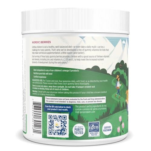 Nordic Naturals Nordic Berries, Cherry Berry - 120 Gummy Berries - Great-Tasting Multivitamin for Ages 2+ - Growth, Development, Optimal Wellness - Non-GMO, Vegetarian - 30 Servings