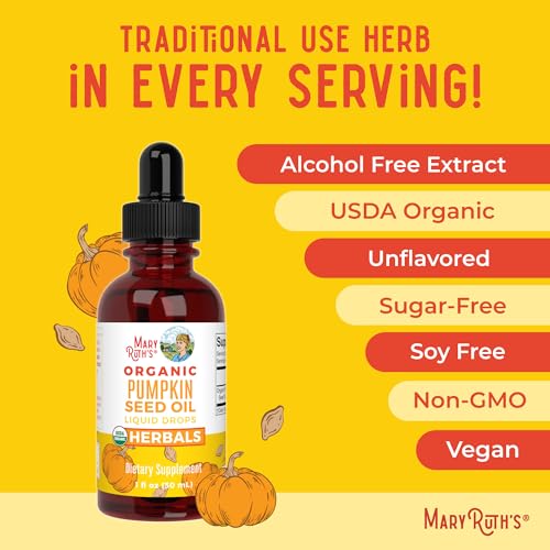 MaryRuth Organics Pumpkin Seed Oil Cold Pressed | 2 Month Supply | USDA Organic Pumpkin Seed Liquid Drops for Men and Women | Urinary Health in Men | Sugar Free | Vegan | Non-GMO | 60 Servings