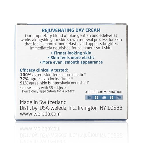 Weleda Face Care Rejuvenating Day Cream, 1.3 Fluid Ounces, Plant Rich Moisturizer with Blue Gentian and Edelweiss