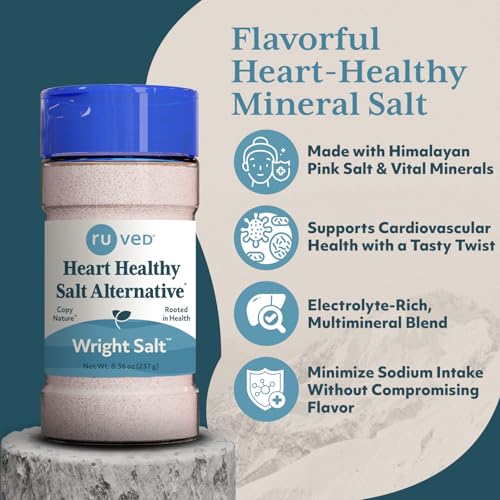 ruved Wright Salt, Flavorful Alternative Salt, Healthy Blend with Himalayan Pink Salt, Electrolyte Rich Multimineral Blend, 8.4 Ounces