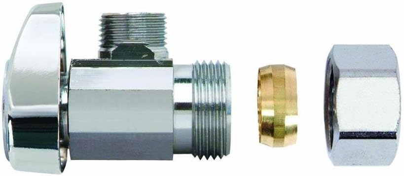 (4-Pack) BrassCraft G2CR19L1X 1/2-in Nominal Comp x 3/8-in OD Outlet Chrome Plated Brass 1/4-Turn Angle Stop Valve Less Outlet Sleeve/Nut (4-Pack)