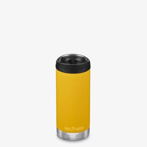 Klean Kanteen TKWide Insulated Coffee Tumbler with Café Cap - Stainless Steel Coffee Tumbler - Marigold, 12 oz