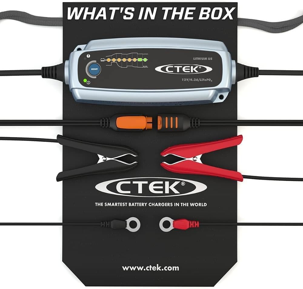 CTEK 56-926 Lithium US | Fully Automatic Lithium Ion Phosphate LiFePO4 Battery Charger | 5.0Ah - 60Ah | Maintenance Charging up to 120Ah
