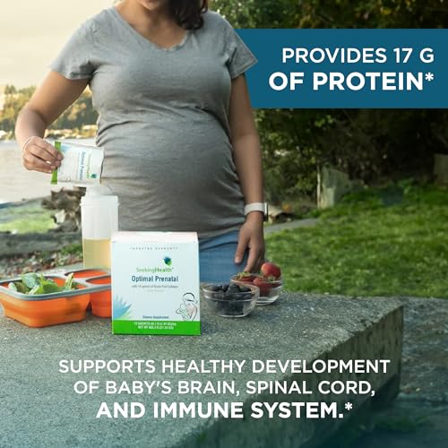 Seeking Health Optimal Prenatal with Collagen, Women’s Multivitamin with B12, L-5-MTHF, Choline, Methylation Support, Supports Fertility & Conception Through Pregnancy & Breastfeeding (15 Servings)*