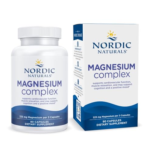 Nordic Naturals Magnesium Complex - 90 Capsules - 225 mg Magnesium, 1.9 mg Iron - Brain & Heart Health, Mood, Energy, & Muscle Relaxation - Non-GMO, Vegan - 30 Servings