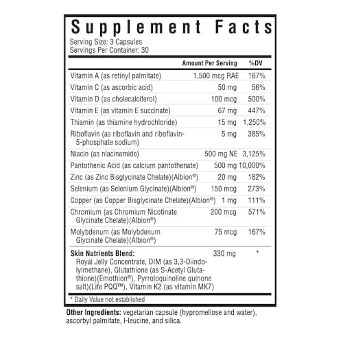 Seeking Health Skin Nutrients, with Vitamins A and E, Antioxidant Support, Royal Jelly, Multivitamin Support for Healthy Skin (90 Capsules)*
