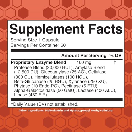 MaryRuth Organics Gluten Enzymes Capsules | Enzyme Supplement for Gut Health Support | Gluten Digestion | & Nutrient Absorption | Vegan | Gluten Free | 60 Count