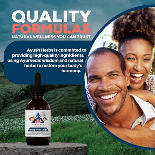 Ayush Herbs BacopaPlus Drops for Kids - Kids Focus and Attention Supplement with Bacopa, Ashwagandha, Ginkgo, Support for Brain & Memory, Organic Ingredients - 2 Fl Oz (80 Servings)