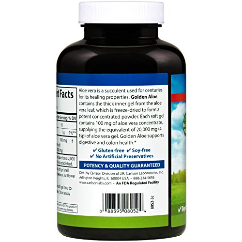 Carlson Golden Aloe, 100mg, 180 Softgels