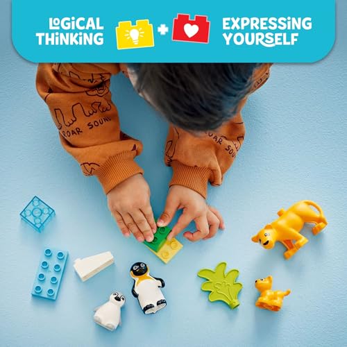 LEGO DUPLO Town Wild Animal Families Penguins & Lions Building Toy Playset - Preschool Learning & Educational Animal Toy for Toddlers, Boys and Girls, Ages 2+ - Baby Gift Ideas - 10442