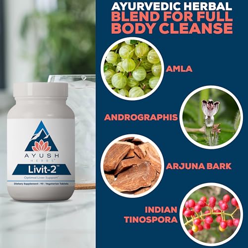 Ayush Herbs Livit-2 - Liver Care, Liver Support Supplement for Women & Men with Andrographis & Picrorhiza, Liver Pills Made with Organic Ingredients - 90 Vegetarian Tablets (1 Count)