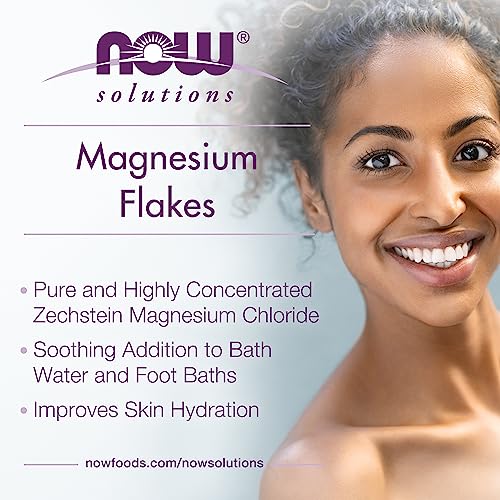 NOW Foods Solutions, Magnesium Flakes, 100% Pure, from the Ancient Zechstein Seabed, Highly Concentrated, 54-Ounce
