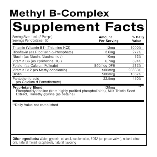 Quicksilver Scientific Methyl B Complex - Liquid Vitamin with Superior Liposomal Absorption of Vitamin B12, Folate, Vitamin B6, Riboflavin, Biotin, Pantothenic Acid, Vitamin B1, Niacin (50 ml)