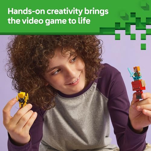 LEGO Minecraft The Nether Lava Battle Toy and Playset - Building Minecraft Toy for Kids, Ages 6+ - Alex, Wither Skeleton, Blaze and Strider Figures for Pretend Play - Gift Idea for Birthdays - 21266