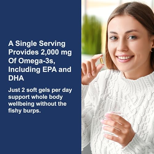 Carlson - Maximum Omega 2000, 2000 mg Omega-3 Fatty Acids Including EPA and DHA, Wild-Caught, Norwegian Fish Oil Supplement, Sustainably Sourced Fish Oil Capsules, Lemon, 180 Softgels