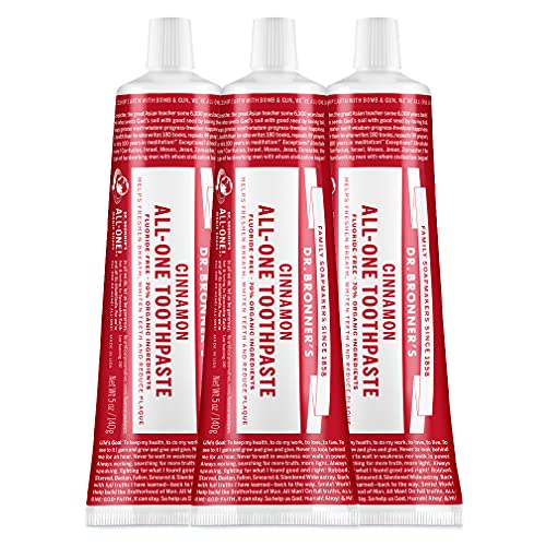 Dr. Bronners All-One Toothpaste Anise, 5 oz, 3-Pack Fluoride-Free Toothpaste for Adults, SLS-Free, 70% Organic & Natural Ingredients, Vegan, Helps Freshen Breath, Reduce Plaque, Whiten Teeth