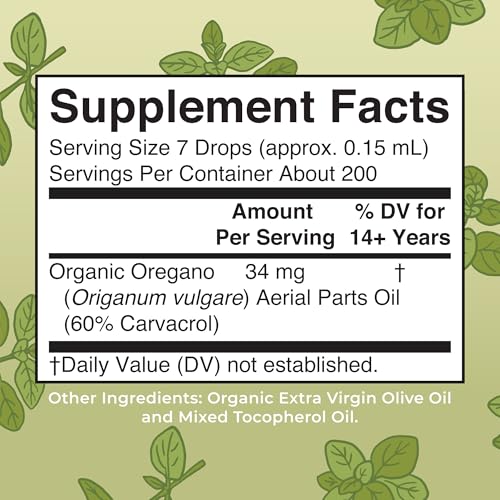 MaryRuth Organics Oregano Oil Drops | 6 Month Supply | USDA Organic Oil of Oregano Liquid | Herbal Blend for Immune Support | Digestive Health | Overall Health | Vegan | Sugar Free | Non-GMO | 1 Fl Oz