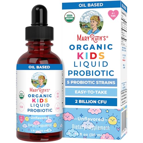 Kids Probiotic Liquid Drops by MaryRuth's | USDA Organic Probiotics for Digestive Health | Ages 4+ Gut Health & Immune Support Supplement | Overall Health | Vegan | Non-GMO | 1 Fl Oz