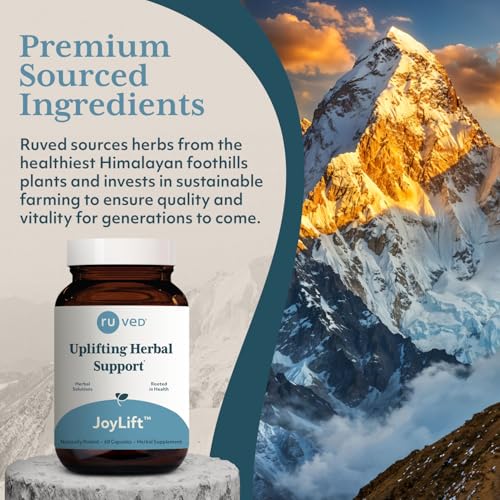 ruved Joylift, Uplifting Herbal Formula with Saffron, Berberine and St. Johns Wort, Promotes Calm and Positive Outlook, Ayurvedic Herbal Supplement, 60 Vegetarian Capsules.