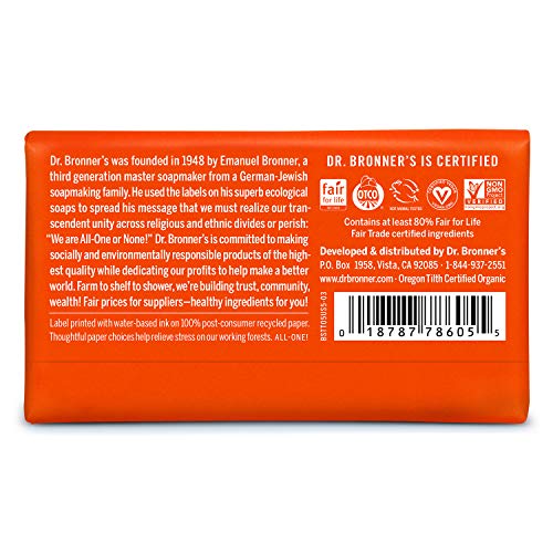 Dr. Bronner's - Pure-Castile Bar Soap (Tea Tree, 5 ounce, 2-Pack) - Made with Organic Oils, For Face, Body, Hair and Dandruff, Gentle on Acne-Prone Skin, Biodegradable, Vegan, Non-GMO