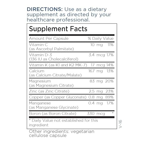 Metabolic Maintenance Rebuild - Bone Health Support, Calcium Supplement for Women & Men, Vitamins D + K2, Zinc, Magnesium Citrate + Trace Minerals, No Fillers - 180 Capsules