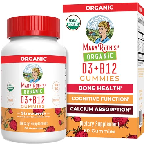 MaryRuth Organics's Vitamin D3 B12 Gummies | USDA Organic | 2 Month Supply | Vitamin D & B12 Vitamin Supplements for Adults & Kids | Bone Health | Healthy Energy Levels | Non-GMO | 60 Servings