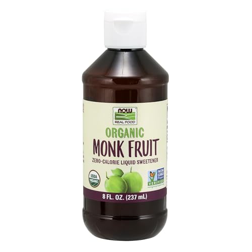 NOW Foods, Certified Organic Monk Fruit Liquid, Zero-Calorie Liquid Sweetener, Non-GMO, Low Glycemic Impact, 8-Ounce