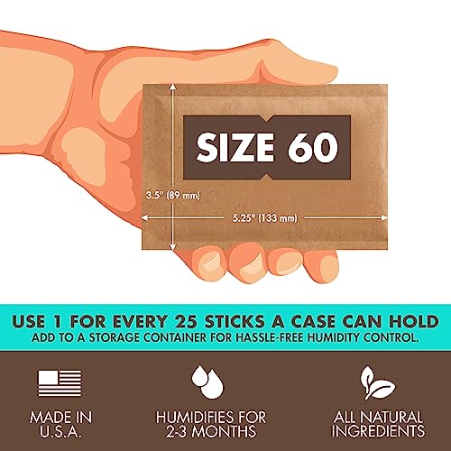 Boveda 75% Two-Way Humidity Control Packs Fix Major Moisture Loss in Non-Plastic Humidifier Boxes – Size 60 – 4 Pack – Moisture Absorbers – Humidifier Packs – Hydration Packets in Resealable Bag