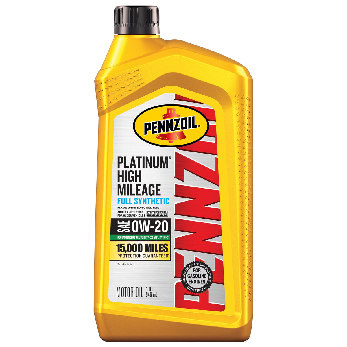 Pennzoil Platinum High Mileage Full Synthetic 0W-20 Motor Oil 1 Quart 550046634