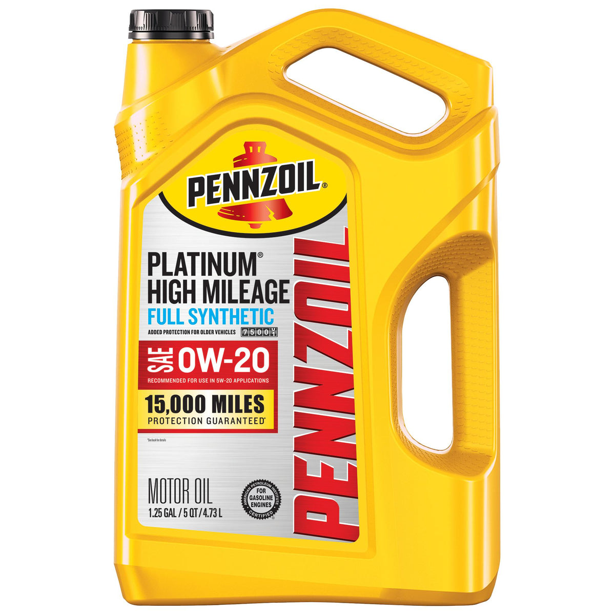 Pennzoil Platinum High Mileage Full Synthetic 0W-20 Motor Oil 5 Quart 550046636