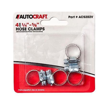 Carbon Housing Micro-Gear Hose Clamp, 5/16" Band, 1/4" to 5/8" Range (4-Pack)