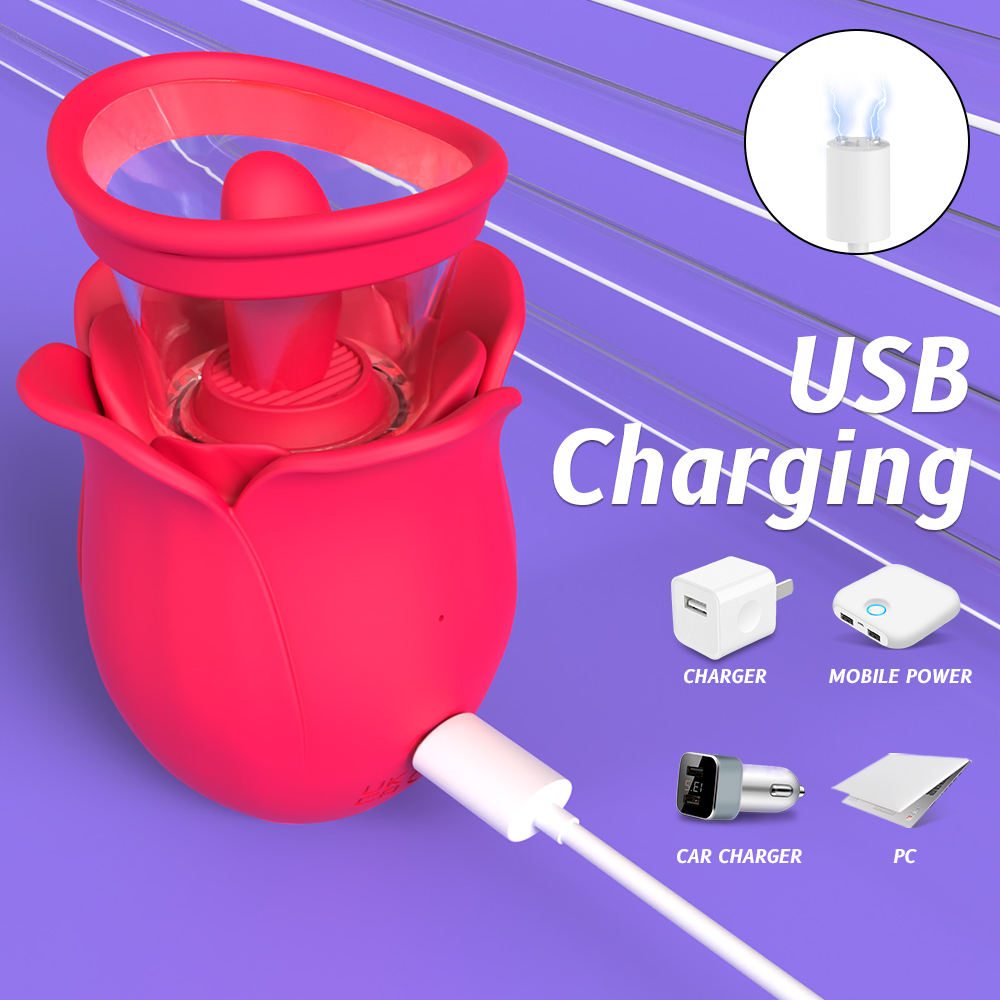 S-Hande Hot Selling Lady Rose Vibrator Tongue Licking Vibrator Clitoral Boobs Sucking Nipple Massage Valentine's Day Gift