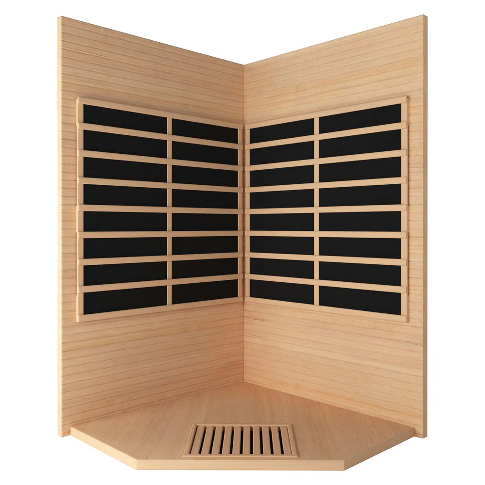 Outexer HK3 Indoor 2–3 Person Corner Infrared Sauna | Hemlock