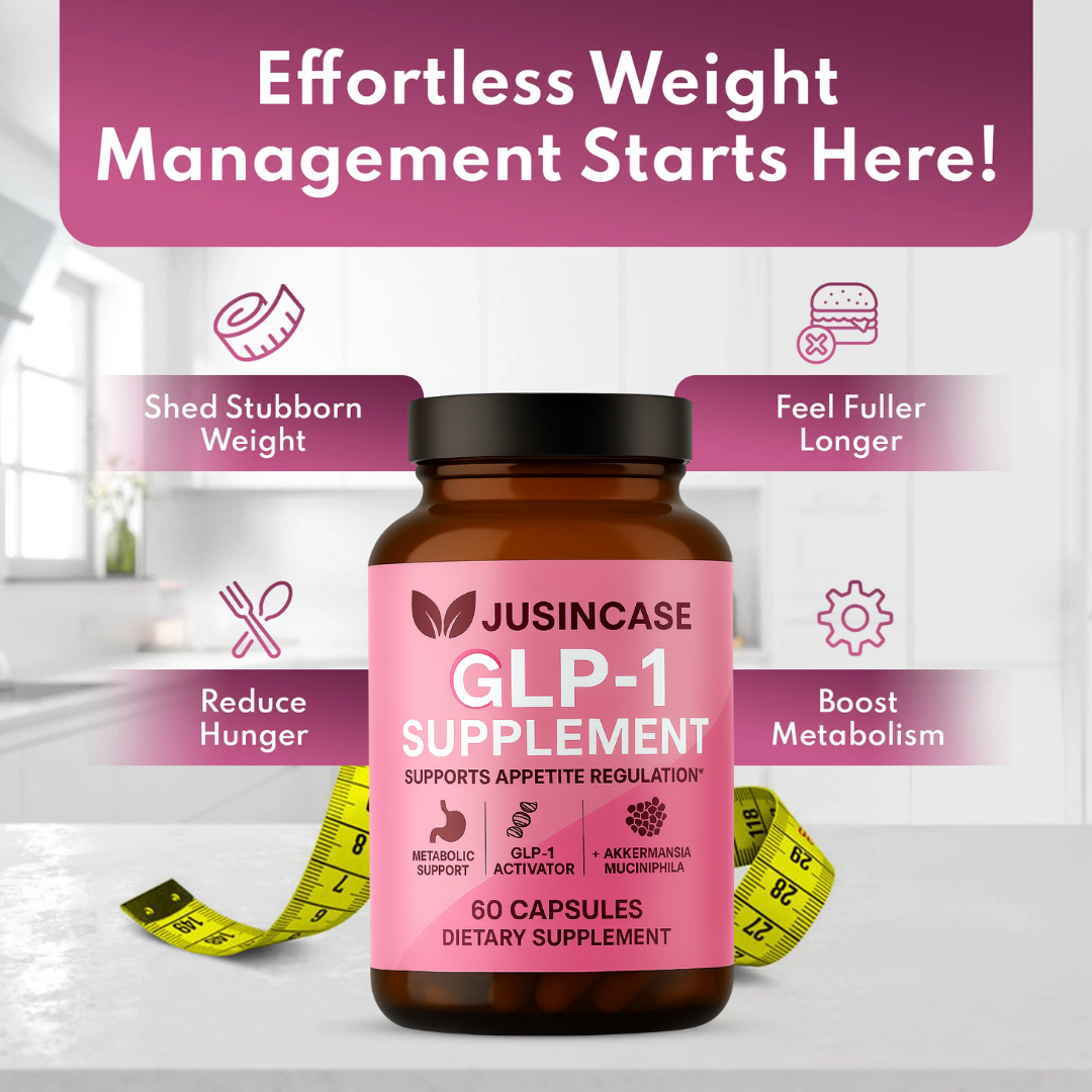 GLP-1 Weight Management Supplement for Women and Men | Akkermansia Probiotic with Prebiotic Fiber | Formulated to Support Natural GLP1 Production, Hunger & Metabolism Support | Appetite Regulation for Gut Health | 60 Capsules | JUSINCASE®