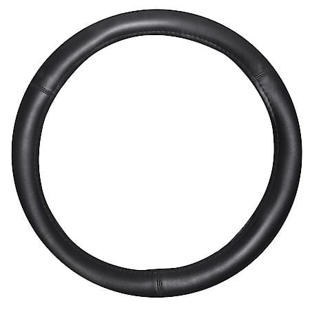 Smooth Steering Wheel Cover: Black Faux Leather, Fits 15.25" -15.35", Extra Soft Padding
