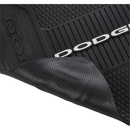 Dodge Utility Mat: Black with Red Logo, Rubber, Textured Backing, Universal, 1 Pk