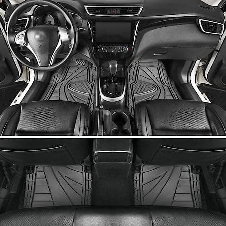 Car and SUV Floor Mat, Grey Rubber, Heavy-Duty/All-Season, Trim to Fit, 4 Piece