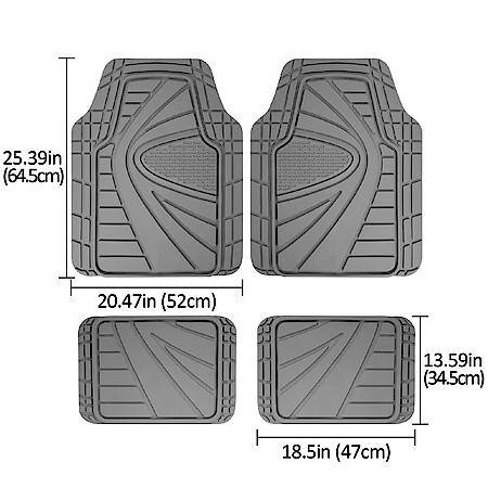 Car and SUV Floor Mat, Grey Rubber, Heavy-Duty/All-Season, Trim to Fit, 4 Piece