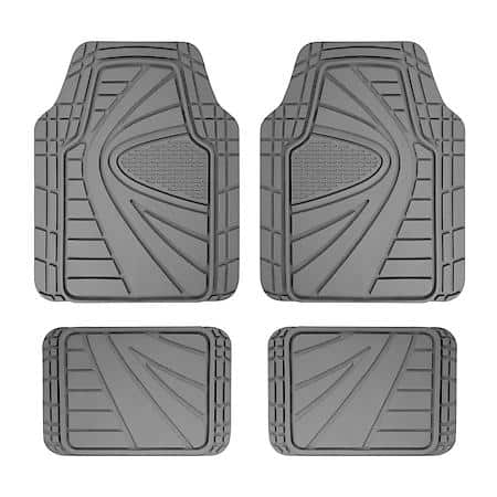 Car and SUV Floor Mat, Grey Rubber, Heavy-Duty/All-Season, Trim to Fit, 4 Piece