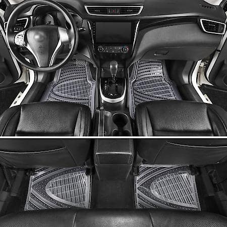 Car and SUV Floor Mat, Clear Rubber, Heavy-Duty/All-Season, Trim to Fit, 4 Piece