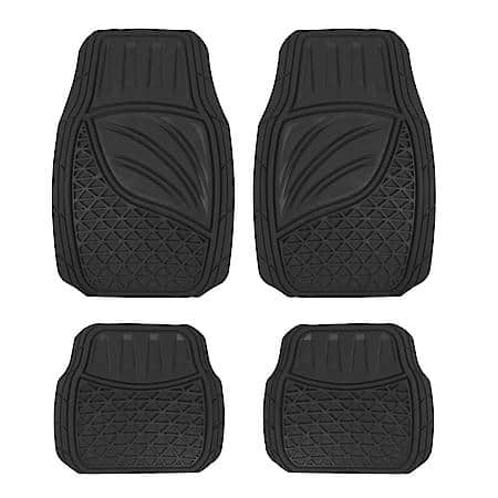 Car & SUV & Truck Floor Mat, Black Rubber, Premium Heavy-Duty, Trim to Fit, 4 Piece